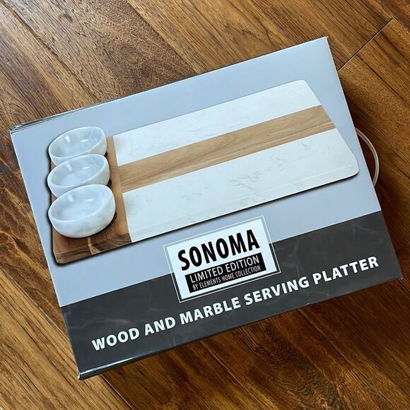 Sonoma Limited edition by elements home collection wooden marble serving platter - Picture 1 of 7